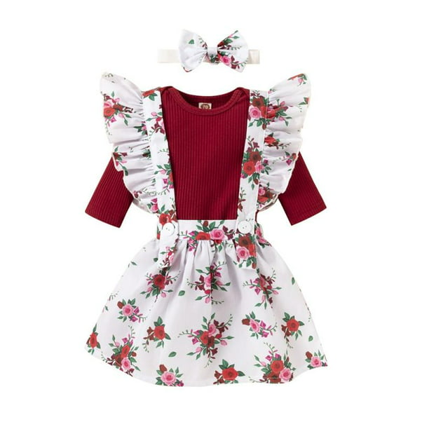 Details about   3PCS Infant Kids Baby Girl Floral Long Sleeve Top Dress Pants Clothes Outfit Set 
